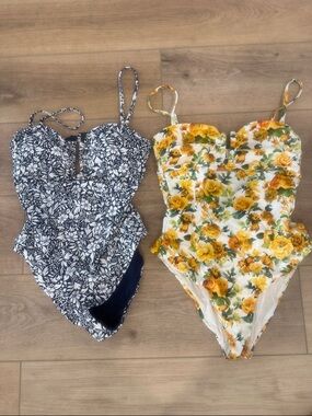 Onia Women's One-Piece Swimsuits - Navy Floral & Yellow Rose Print